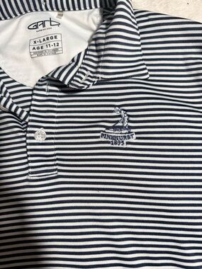 Garbinc Striped Polo Golf Shirt for Kids - Navy & White pinehurst